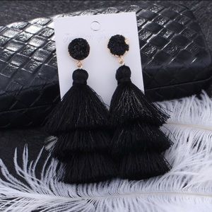 Black boho tassel earrings